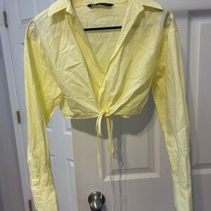 Zara Yellow Wrap Blouse